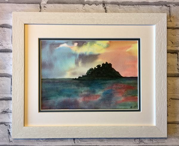 Original Watercolour Painting - St Michaels Mount At Sunset | Ebb and flo cornwall
